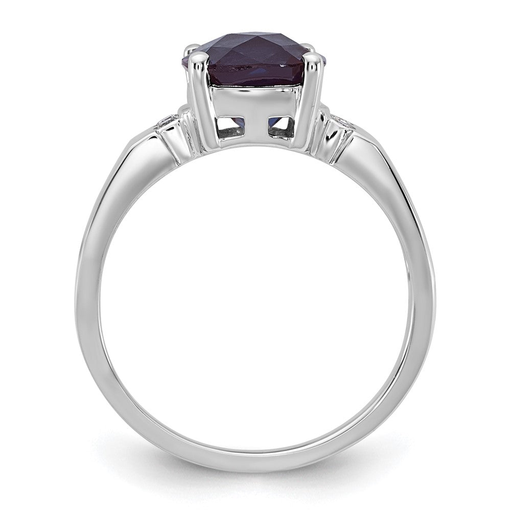 10k WG Created Alexandrite and Diamond Ring