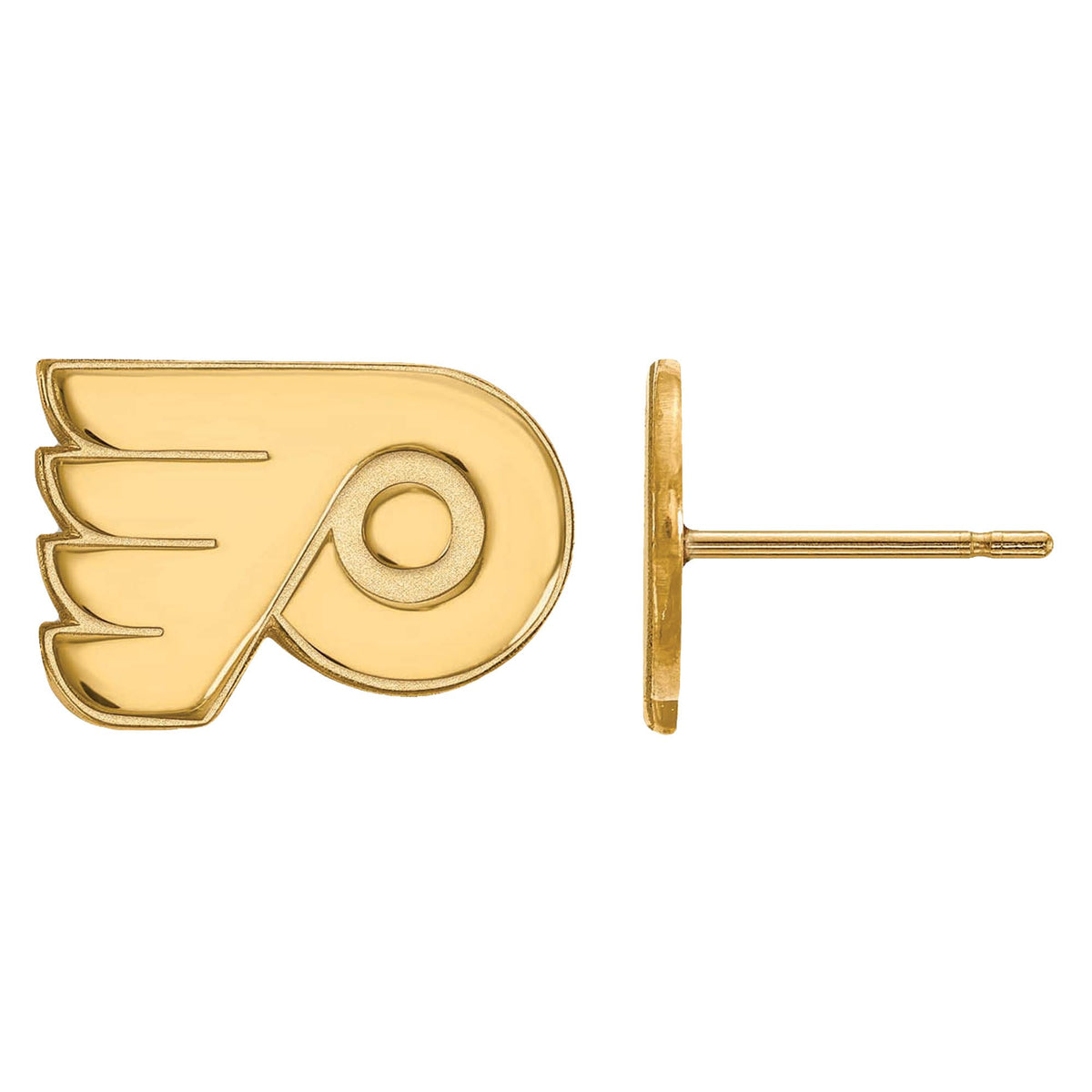Sterling Silver 14k Yellow Gold Plated NHL Philadelphia Flyers XS Post Earrings