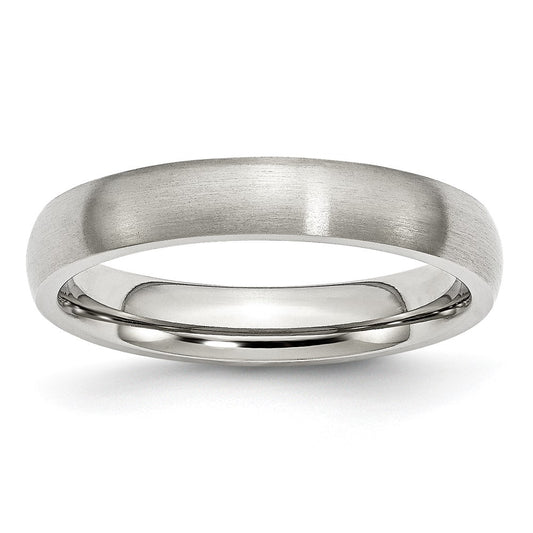 Stainless Steel Brushed 4mm Half Round Band Size - 13