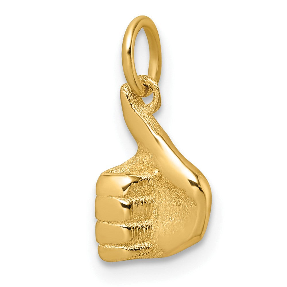 14K Polished Thumbs Up Hand Pendant