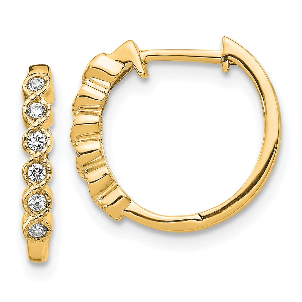 14K Gold Diamond Hinged Hoop Earrings
