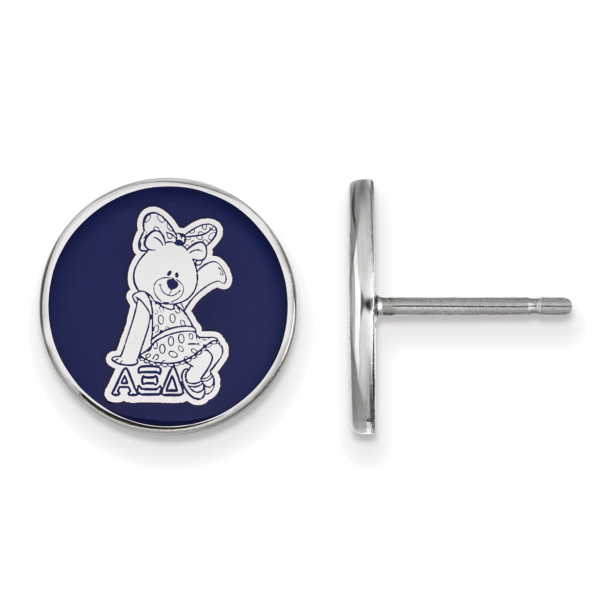 Sterling Silver Official Licensed Greek Sororities Alpha Xi Delta (???) Enameled Post Earrings