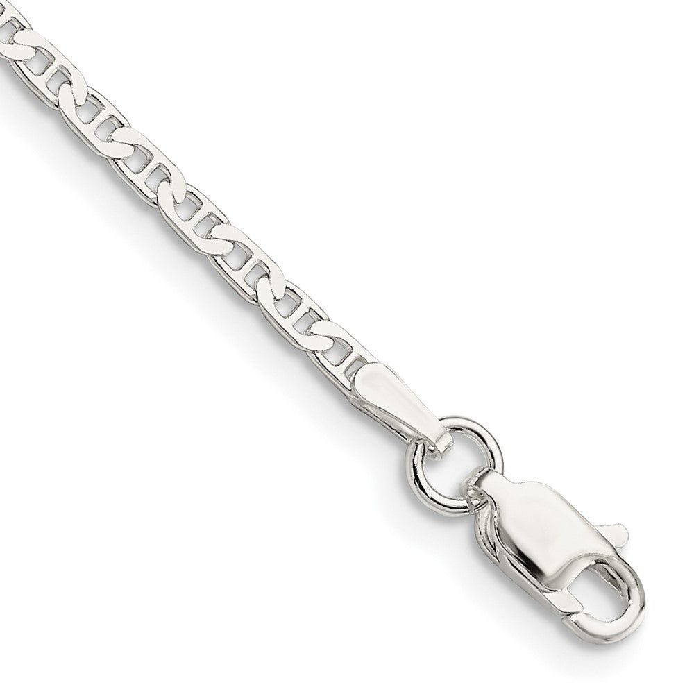 Sterling Silver 2.1mm Flat Anchor Chain Anklet 9 inches