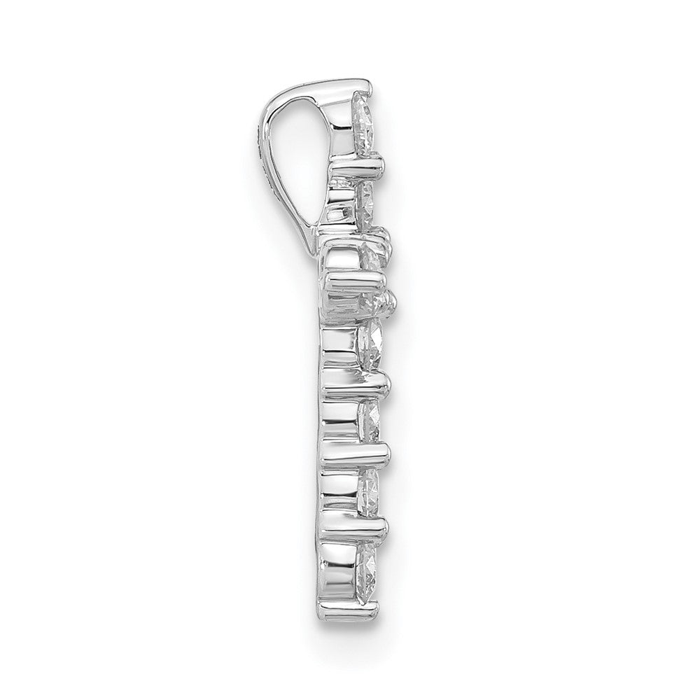 10k White Gold Polished Diamond Cross Chain Slide Pendant