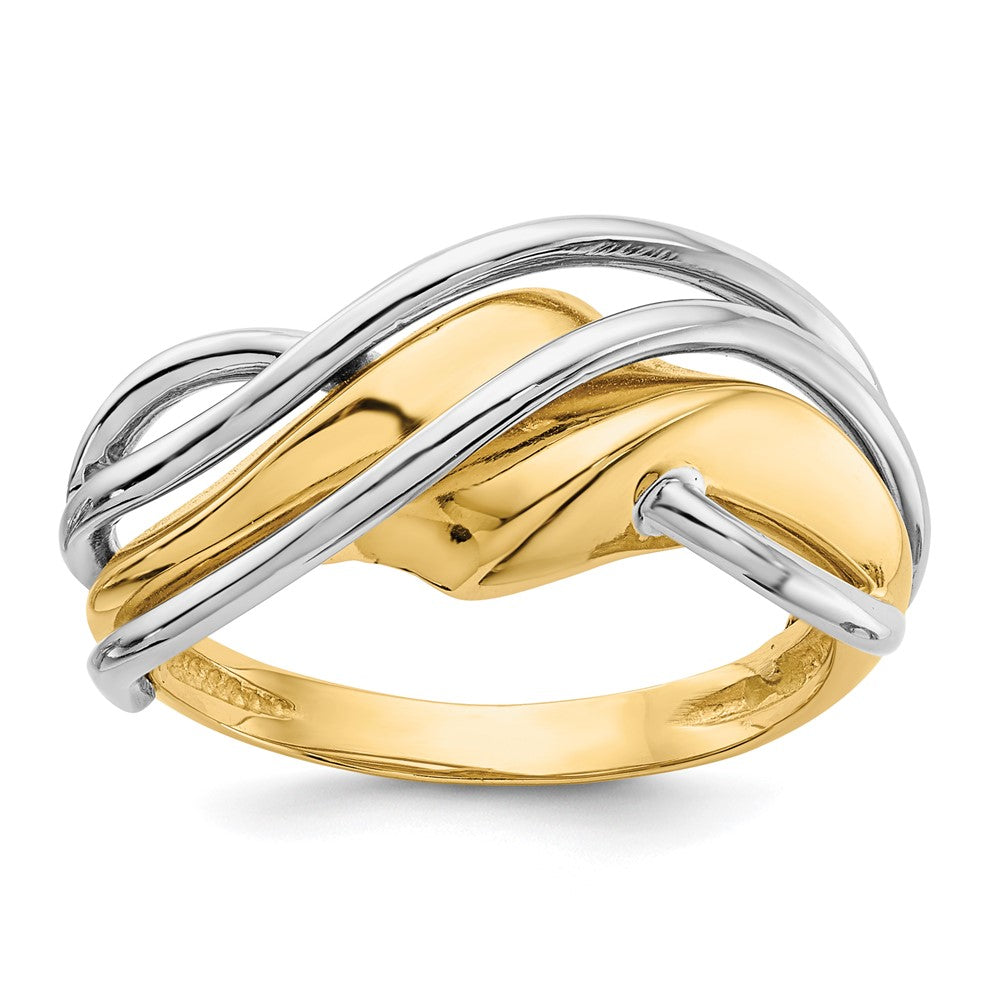 14k Two-tone Wave Ring Size 7
