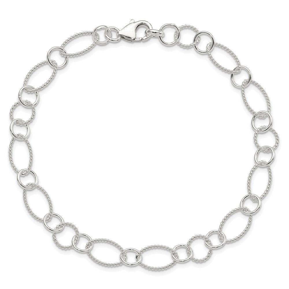 Sterling Silver Fancy Link Anklet 10 inches