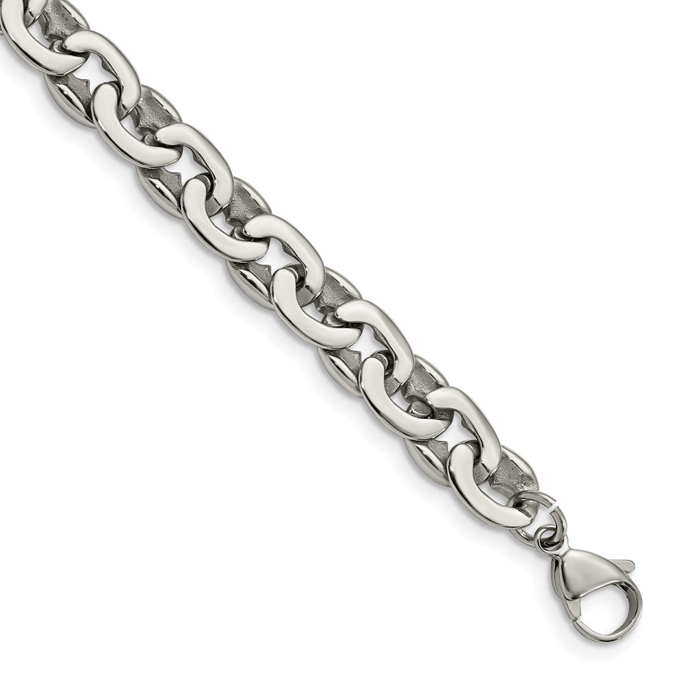 Stainless Steel Polished Oval Link 8.25in Bracelet 8.25 inches