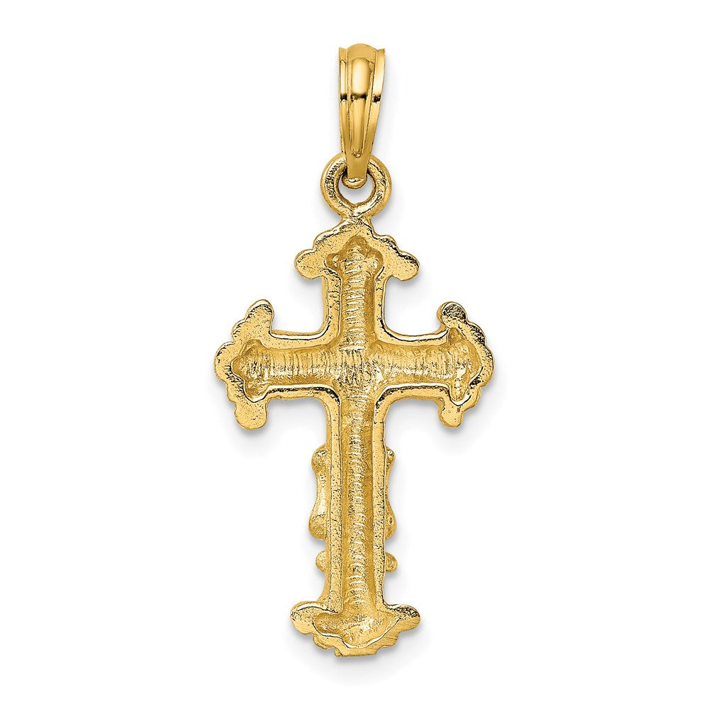 14K Polished and Textured Cross Charm
