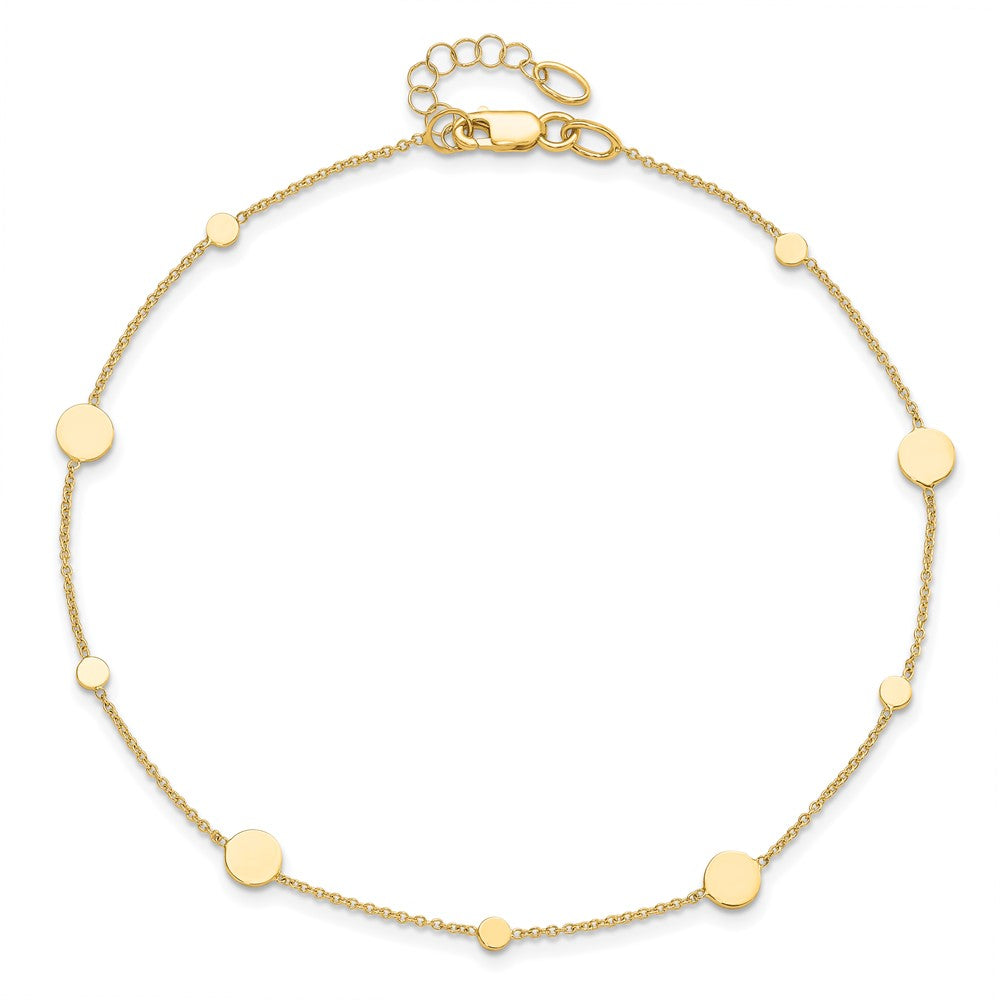14k Polished Disc w/ 1in ext. Anklet