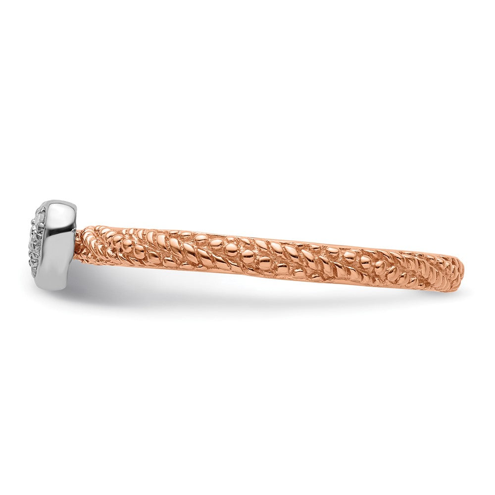 Sterling Silver Diamond Stackable Expressions Rose Gold Plated Heart Ring Size -7