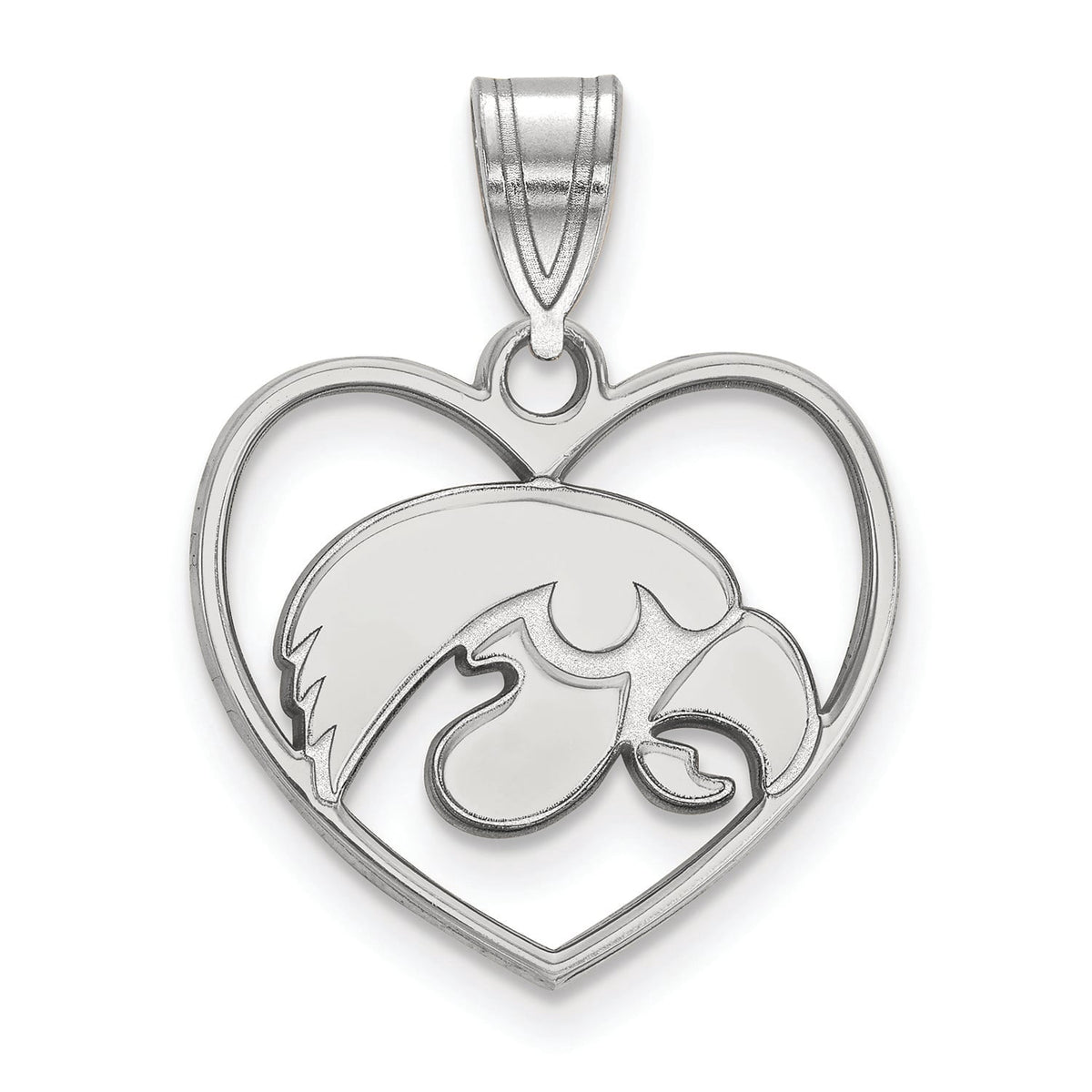 Women's Iowa Hawkeyes Sterling Silver Logo Heart Pendant
