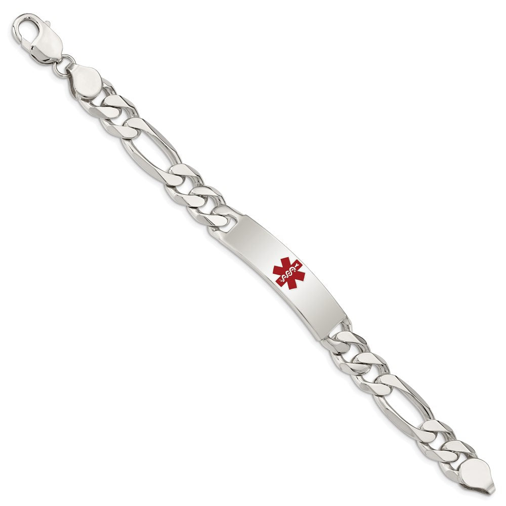 Sterling Silver Polished Medical Figaro Anchor Link ID Bracelet 8.5 inches