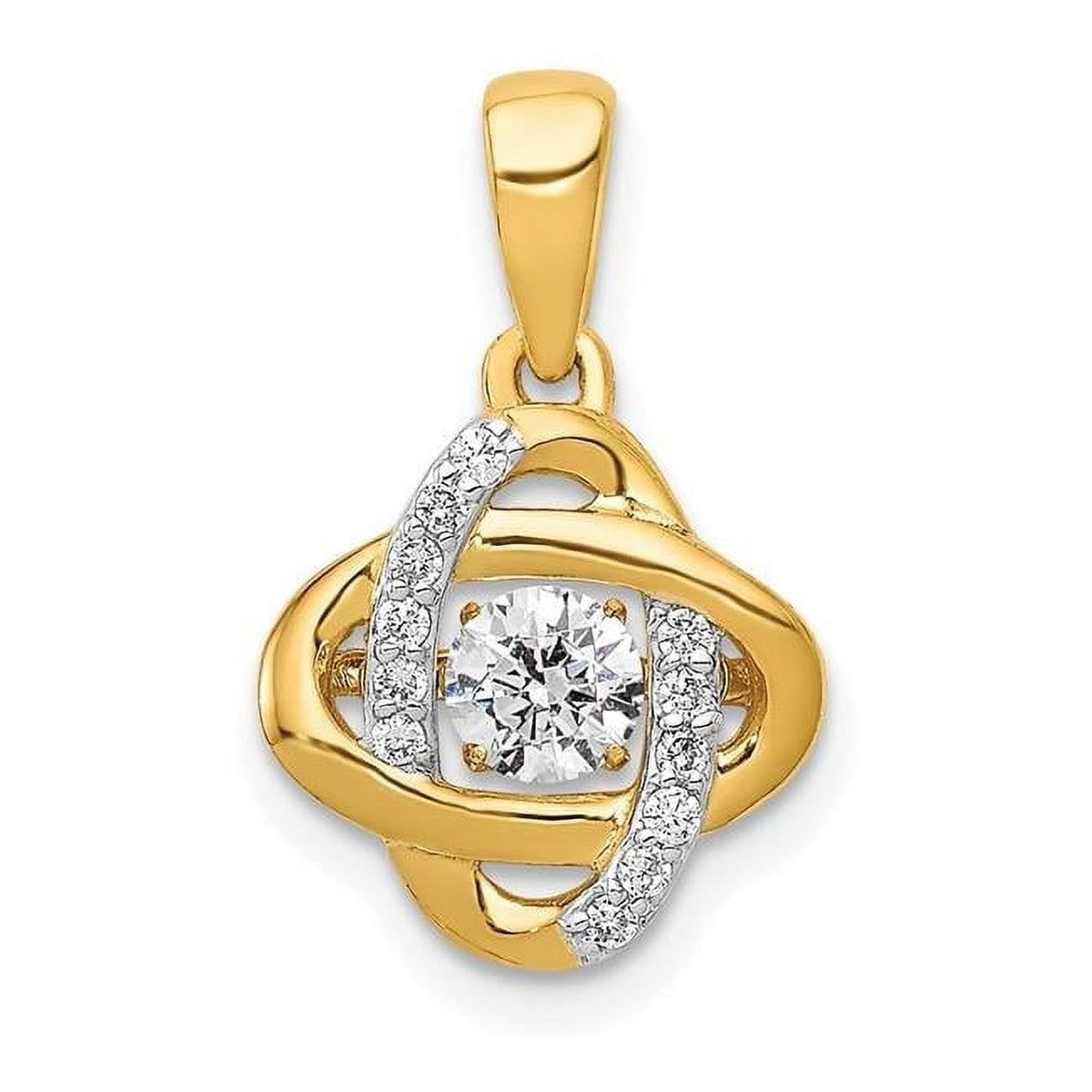 14k Polished 1/3 carat Vibrant Moving Diamond Fancy Knot Pendant