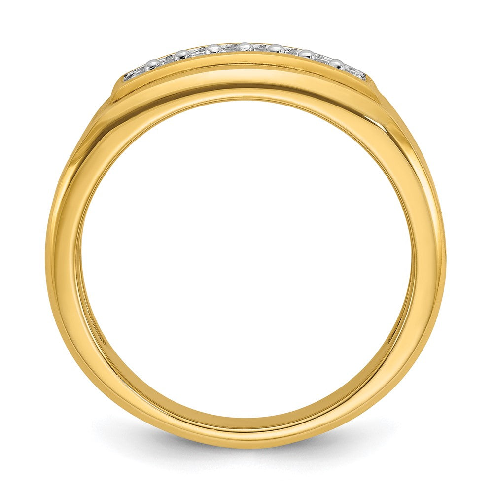14k IBGoodman Men's Polished 2-Row 1/3 Carat AA Quality Diamond Ring