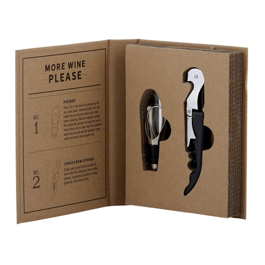 Santa Barbara Design Studio SIPS Drinkware Cardboard Book Gift Set, 2-Piece, Wine Service Tools
