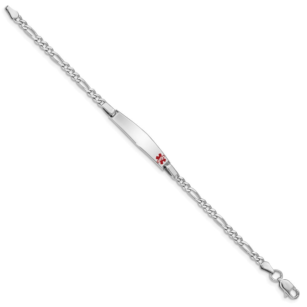 Sterling Silver Rhodium Children's Medical ID Bracelet w/Figaro ID Bracelet 6 inches