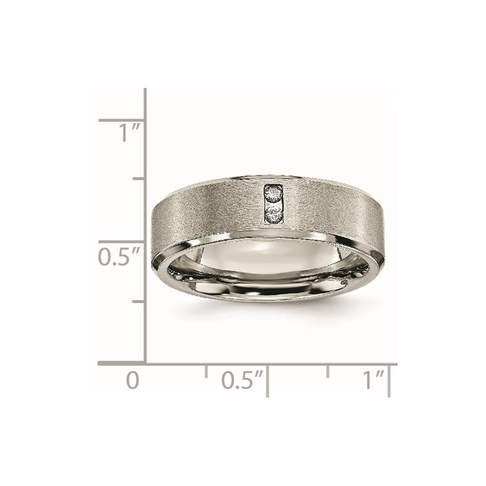 Titanium Brushed Center 1/20ct Diamond 7mm Band Size - 13