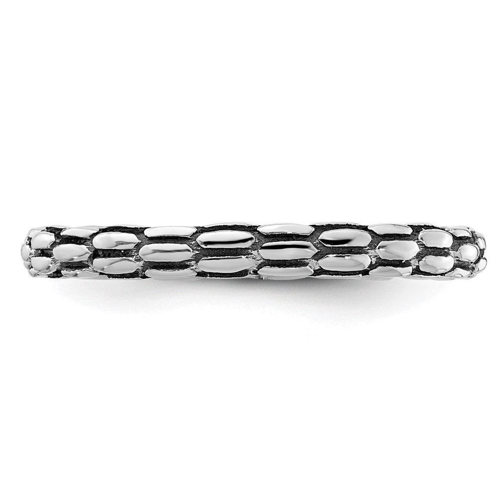 Sterling Silver Stackable Expressions Antiqued Ring Size -6