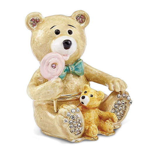 Pewter Two Teddy Bears Trinket Box