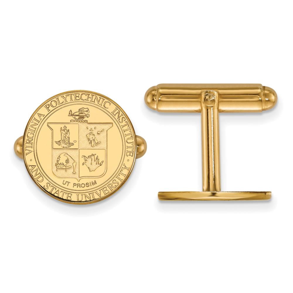 Sterling Silver Gold-plated LogoArt Virginia Tech Crest Cuff Links QGP065VTE