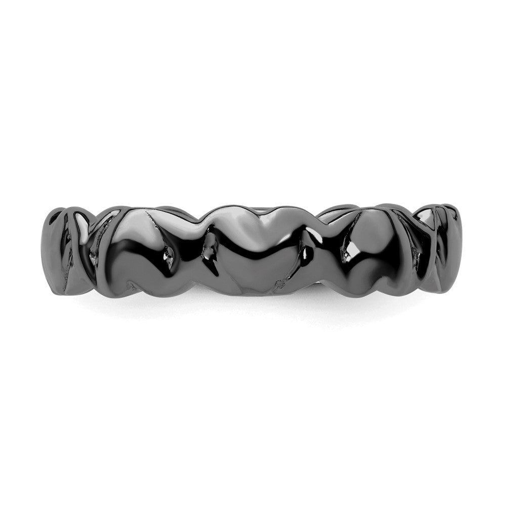 Sterling Silver Stackable Expressions Black-plated Hearts Ring Size -10
