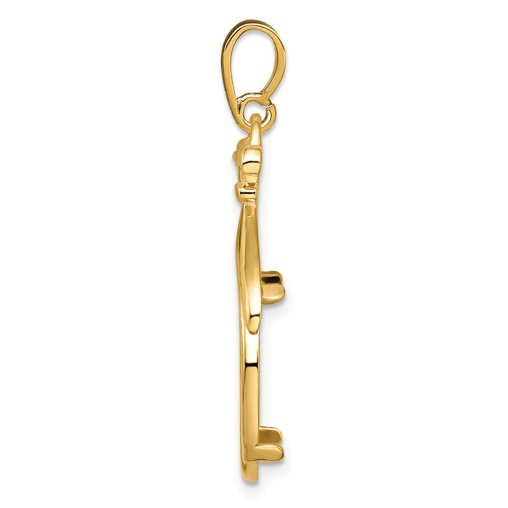 Wideband Distinguished Coin Jewelry 14k Polished Fancy Pointed and Curved 16.5mm Prong Coin Bezel Pendant