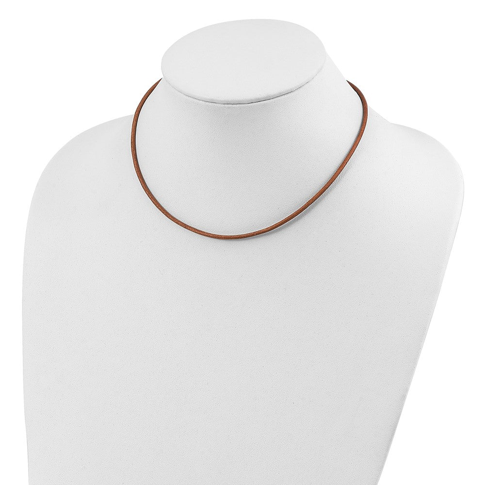 Sterling Silver 16inch 2mm Natural Leather Cord Necklace 16 Inches