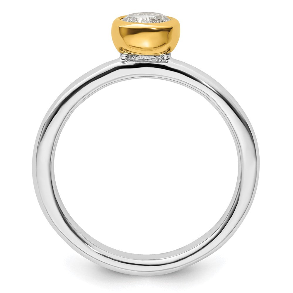 Sterling Silver Stackable Expressions w/Gold-plated White Topaz Ring Size -10