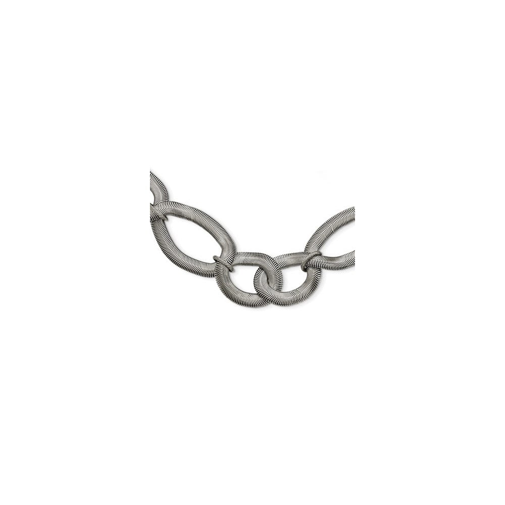 Stainless Steel Interlinked Oval 16.5in w/ext Necklace