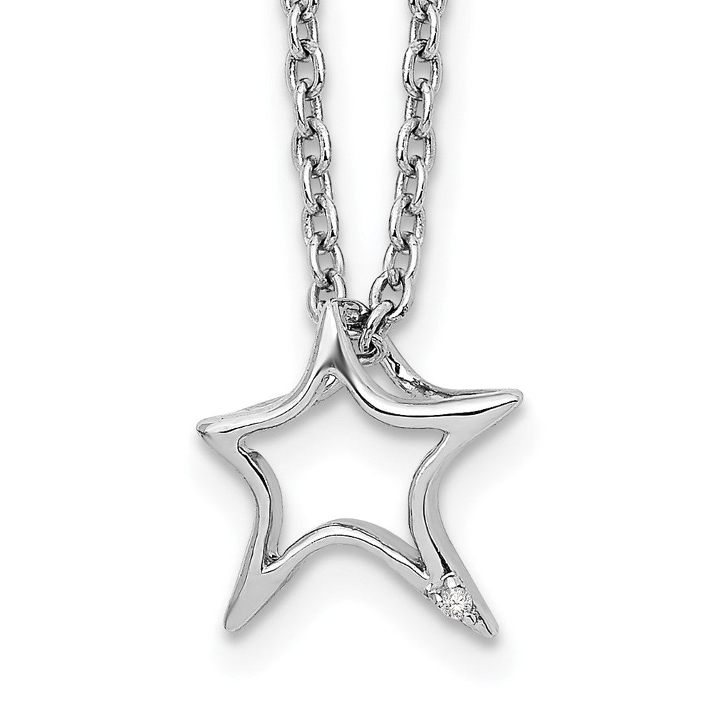 White Ice Sterling Silver Rhodium-plated 18 Inch Diamond Star Necklace with 2 Inch Extender 18 Inches