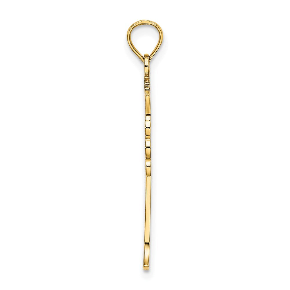 14K Double Sided Engraved Cross Charm