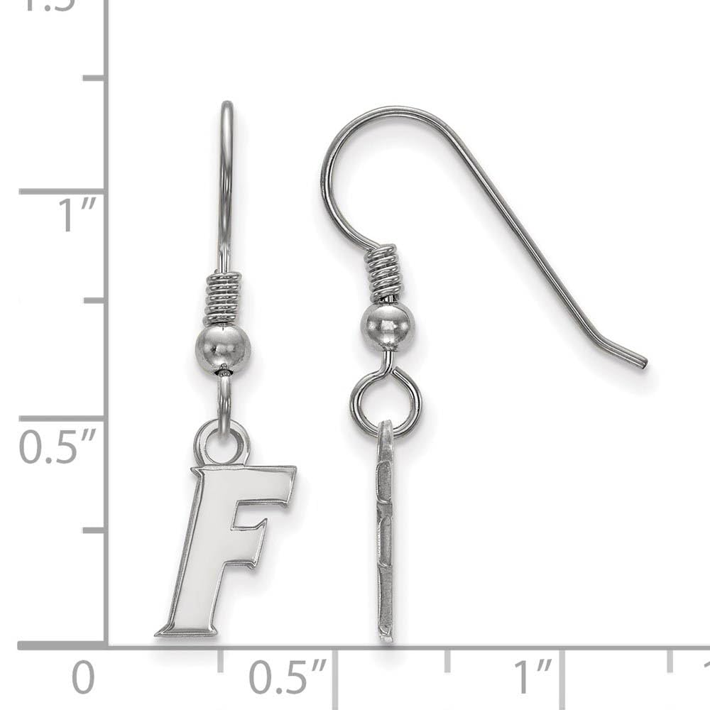 Sterling Silver Rhodium-plated LogoArt University of Florida Letter F Extra Small Dangle Wire Earrings QSS063UFL