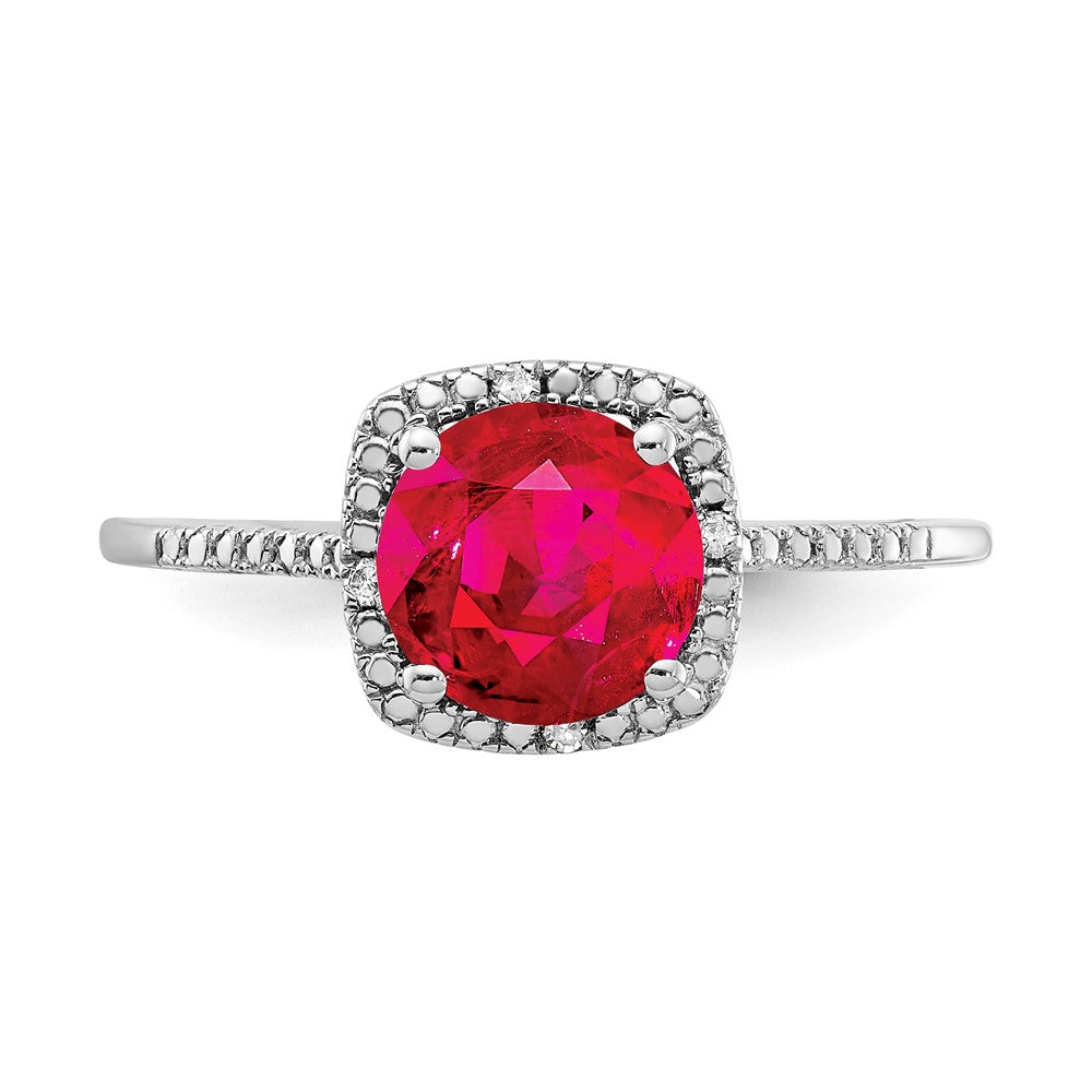 Sterling Silver CR Ruby & Diamond Ring