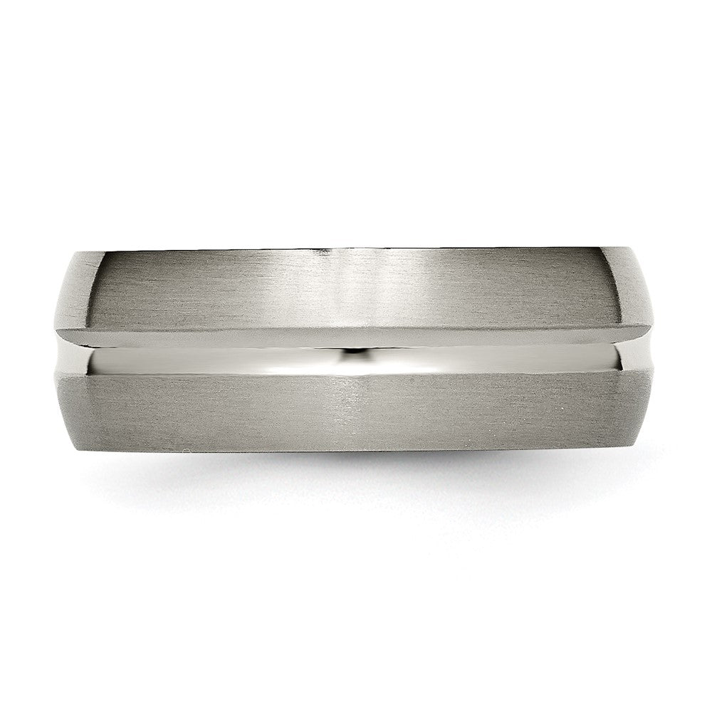 Titanium Brushed and Polished 8mm Grooved Band Size - 11