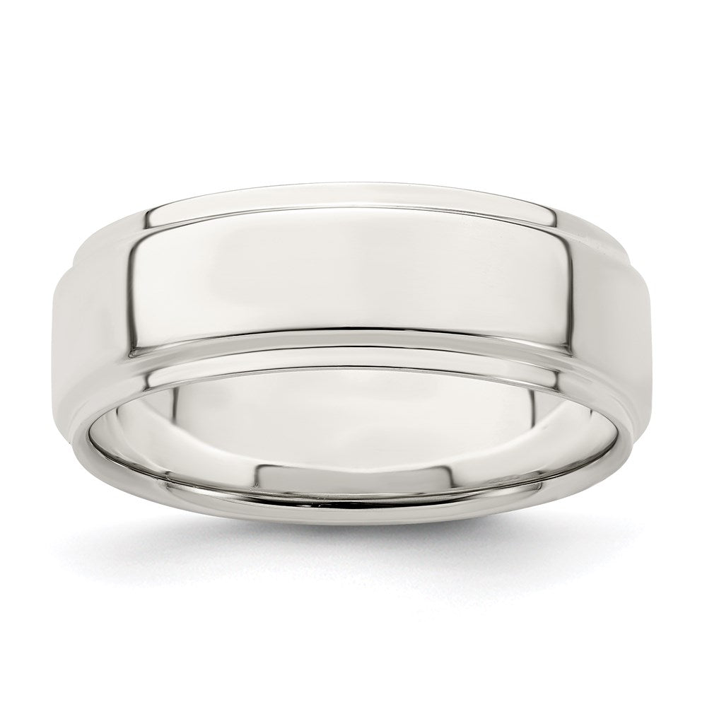 Sterling Silver 7mm Flat with Step Edge Size 9.5 Band