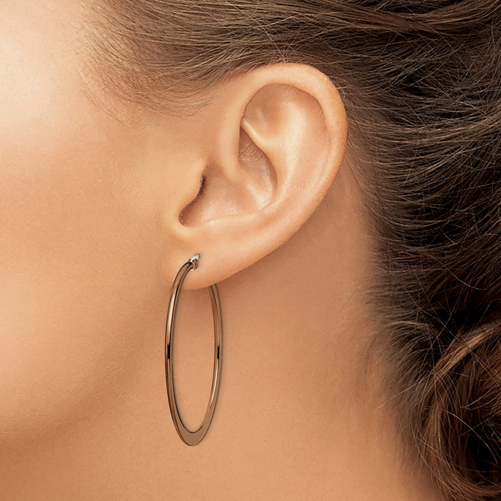 Stainless Steel Polished Brown IP-plated 43mm Diameter Hoop Earrings
