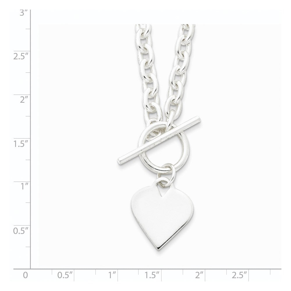 Sterling Silver Engraveable Heart Toggle Necklace 18 Inches