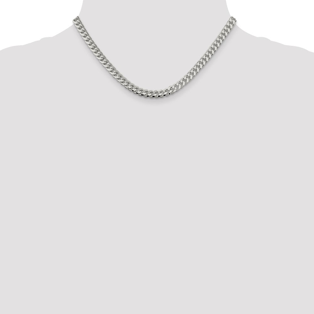 Sterling Silver 6mm Domed w/ Side D/C Curb Chain 16 Inches