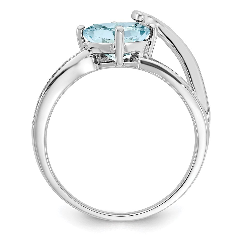 Sterling Silver ANC Aquamarine & Diamond Ring