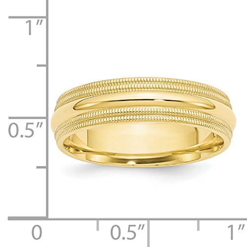 10k Yellow Gold 6mm Double Milgrain Comfort Fit Wedding Band Size 10