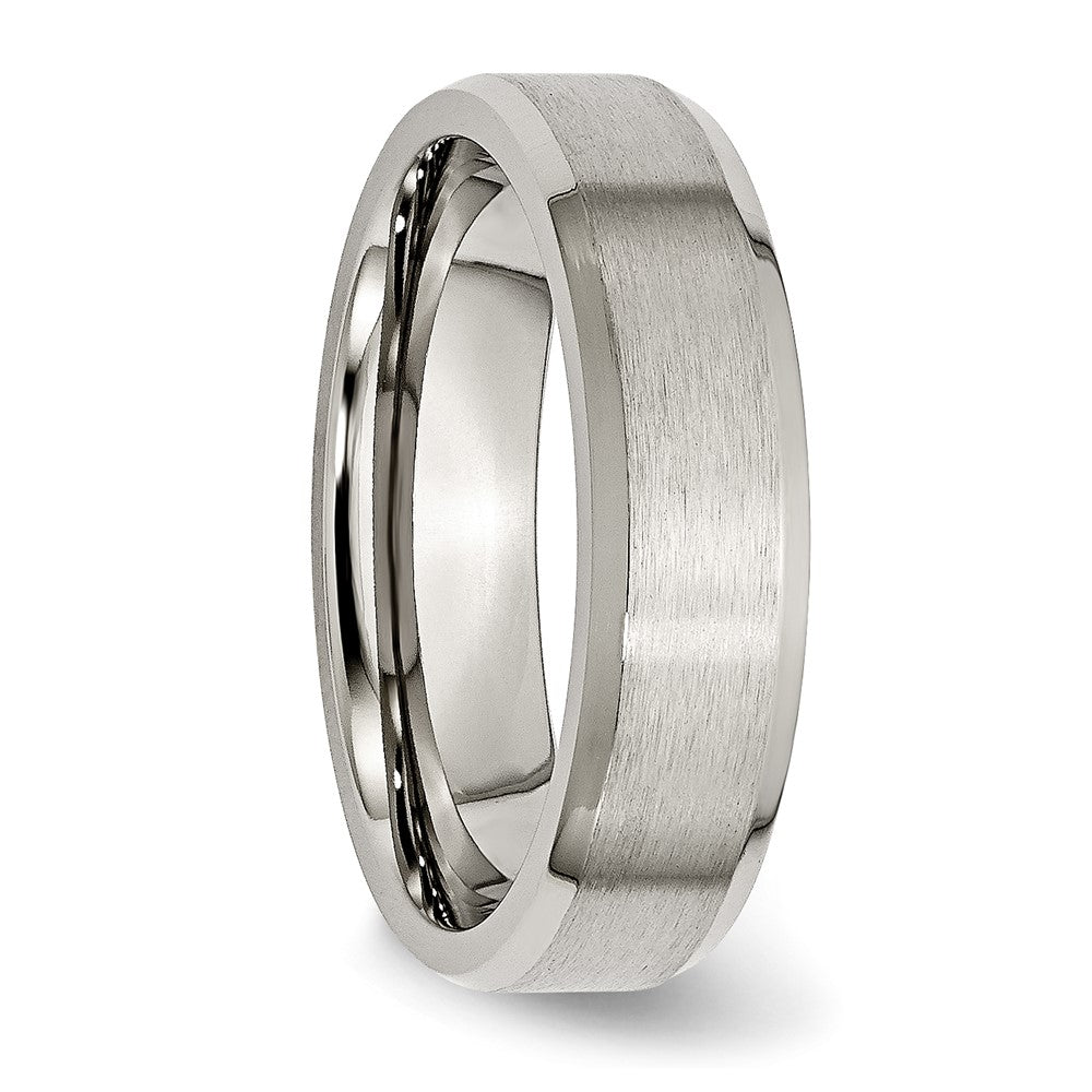 Titanium Brushed and Polished 6mm Beveled Edge Band Size - 11