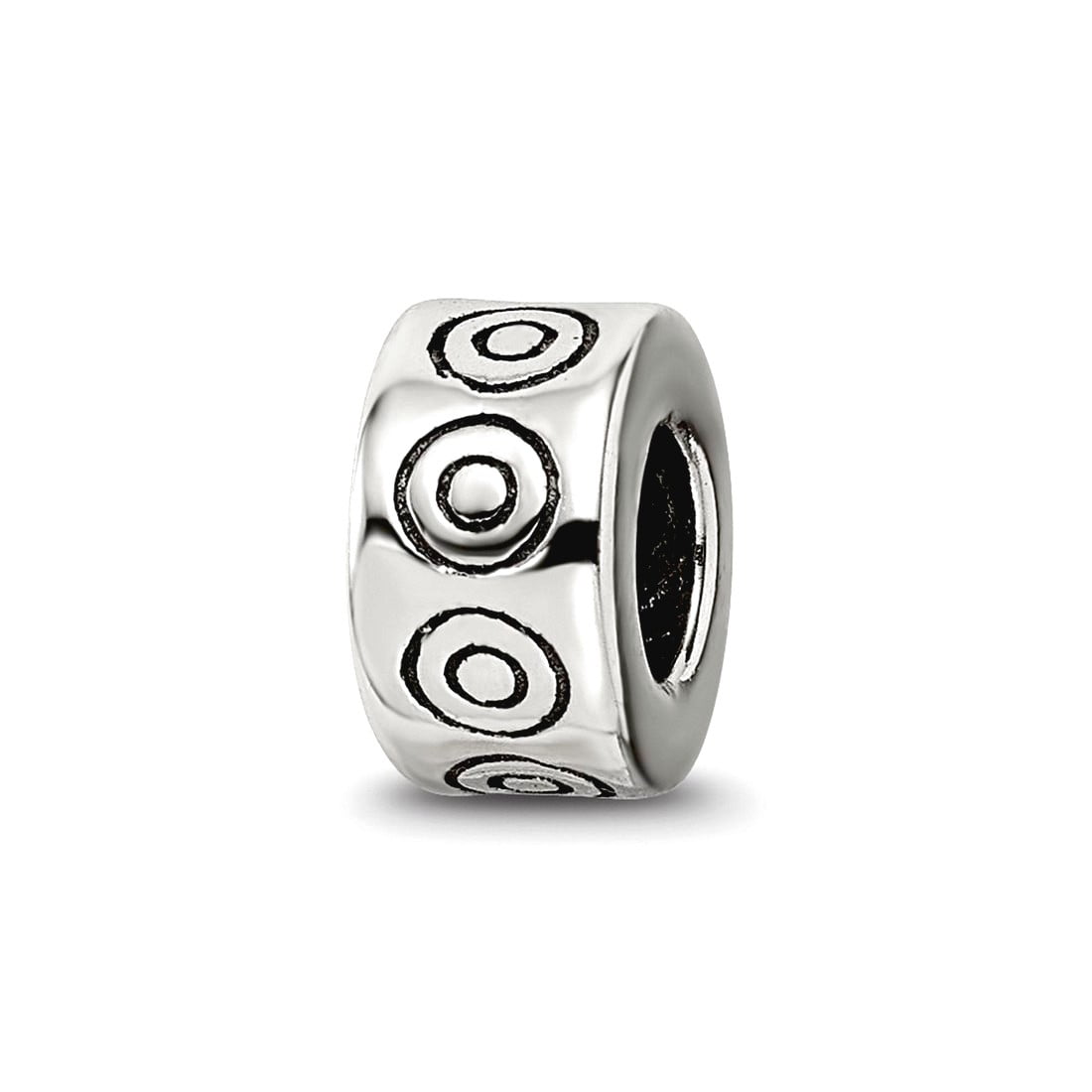 925 Sterling Silver Polished Artisan Oxidized Reflections SimStars Circles Bali Bead Charm 8.18x4.55mm Wide Pendant Neck