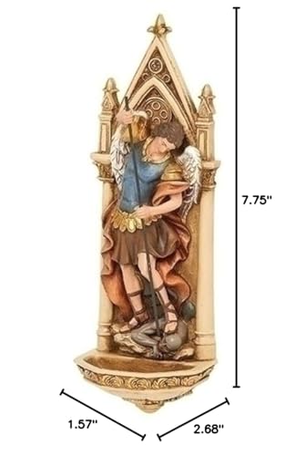 Roman 601307 Joseph Studio St. Michael Water Fountain, 7-inch Height, Multicolor, Resin