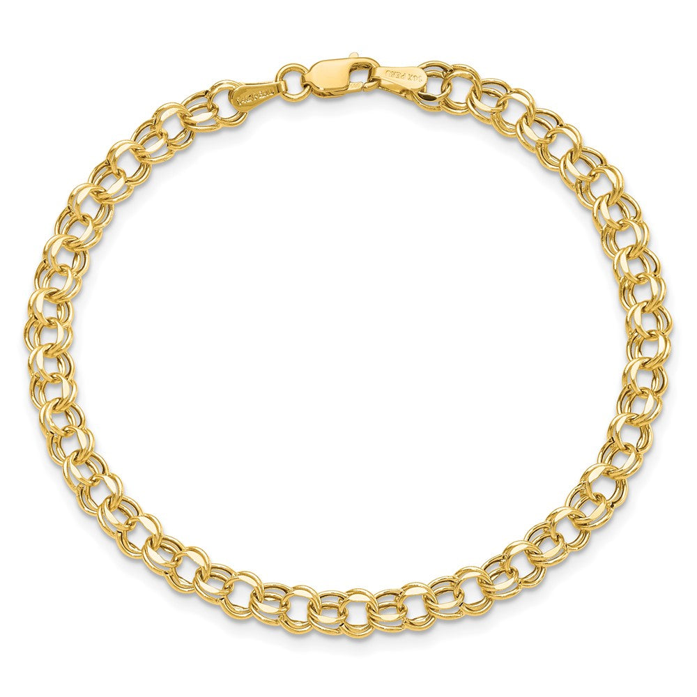 10k 7in 4.5mm Hollow Diamond-cut Double Link Charm Bracelet