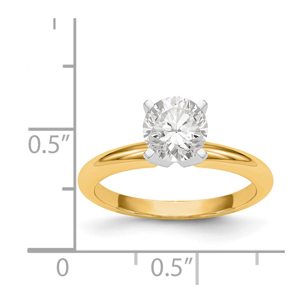 14k Two-Tone 1 carat Heavy-Weight Half-Round 4-Prong Round Solitaire Ring Mounting