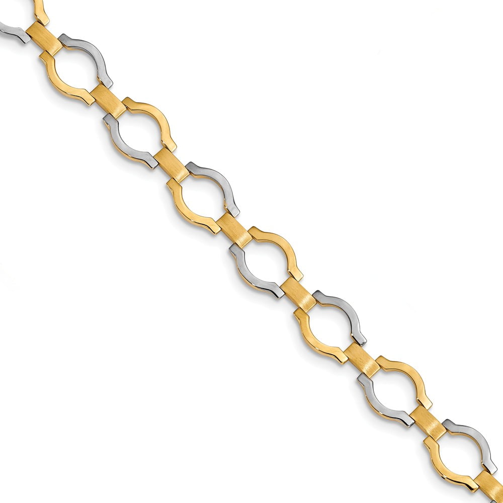 14K w/Rhodium Fancy Link Bracelet