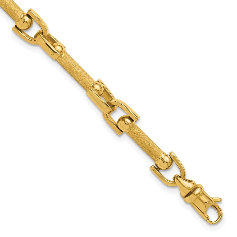 14K Polished and Satin Fancy Link Bracelet 7.75  inches
