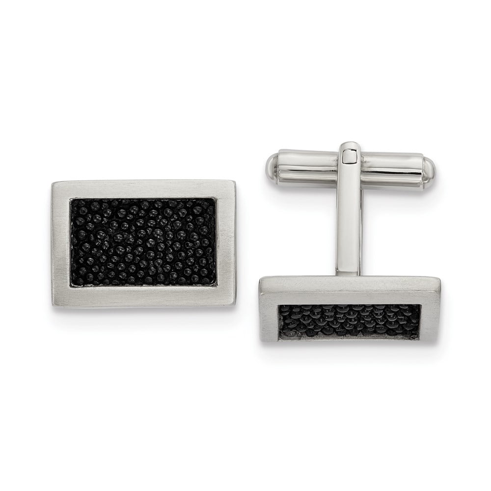 Stainless Steel Brushed w/ Stingray Leather Cufflinks