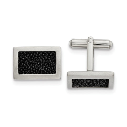 Stainless Steel Brushed w/ Stingray Leather Cufflinks