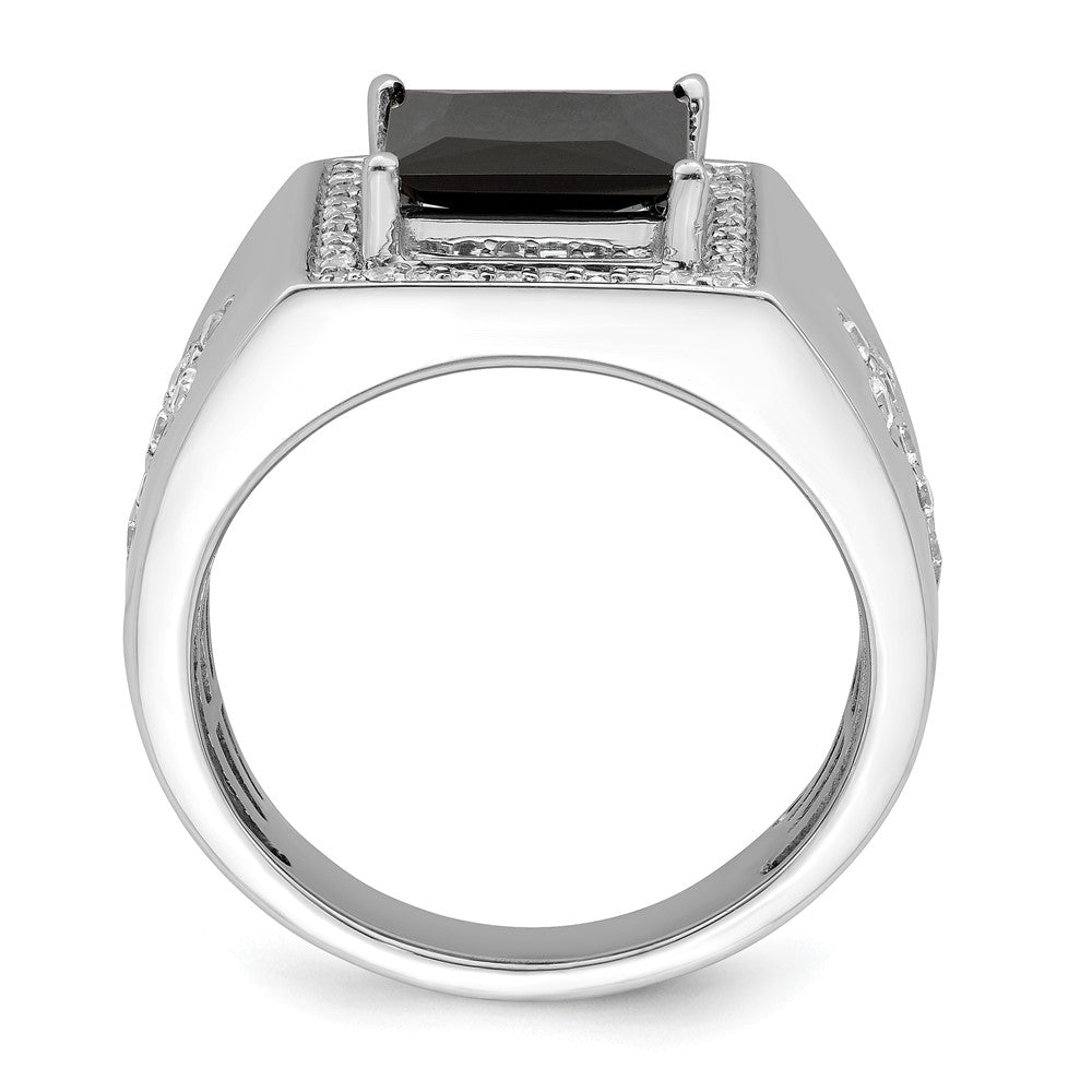 10K White Gold Onyx & Dia Men's Ring